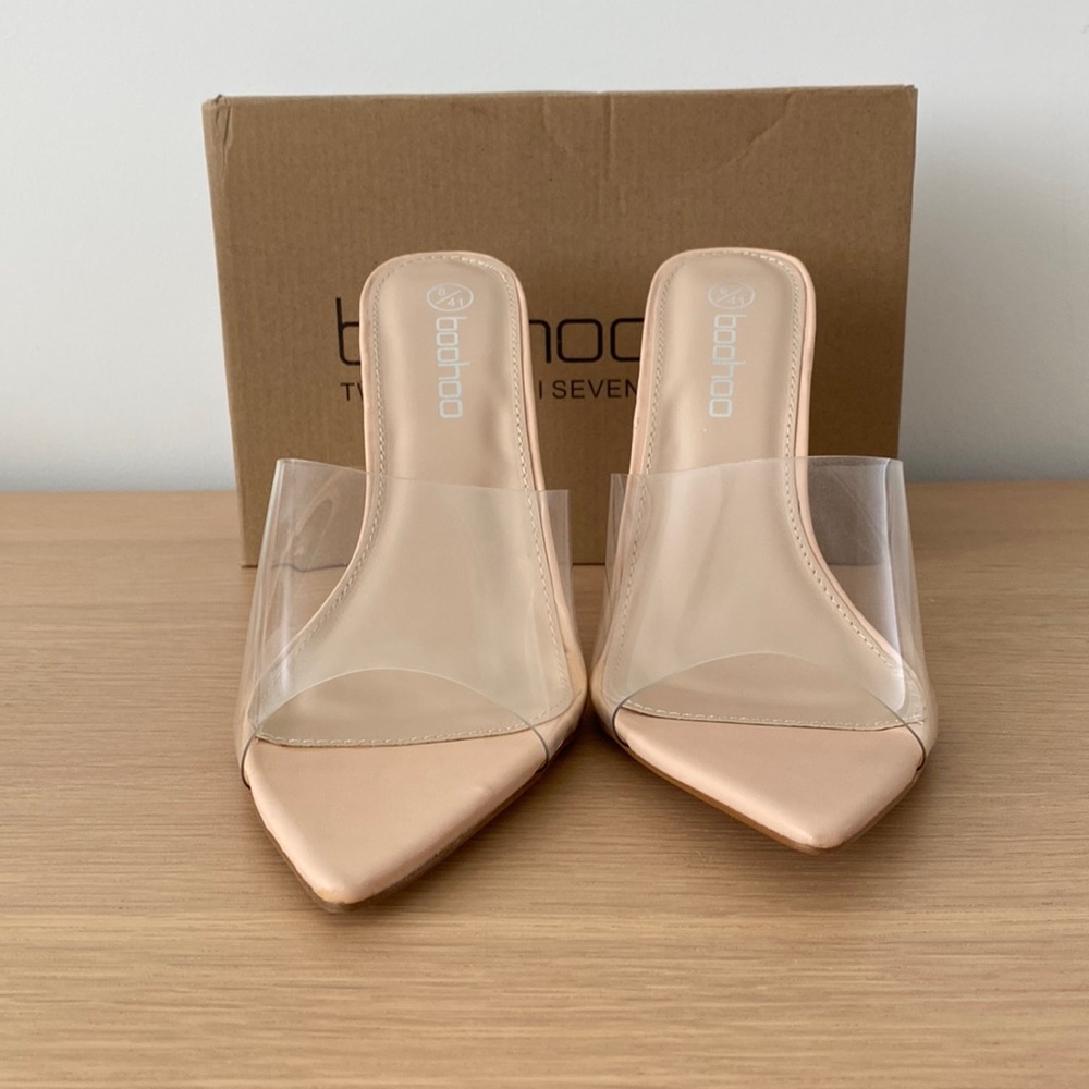 Boohoo Wide Fit Clear Pointed Toe Heel